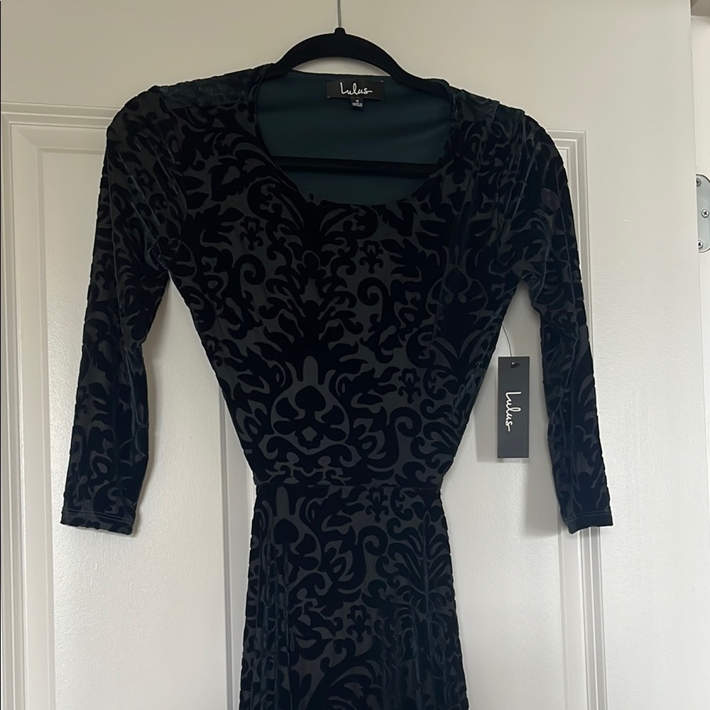Lulu's Deep Green Long Sleeve Long Dress